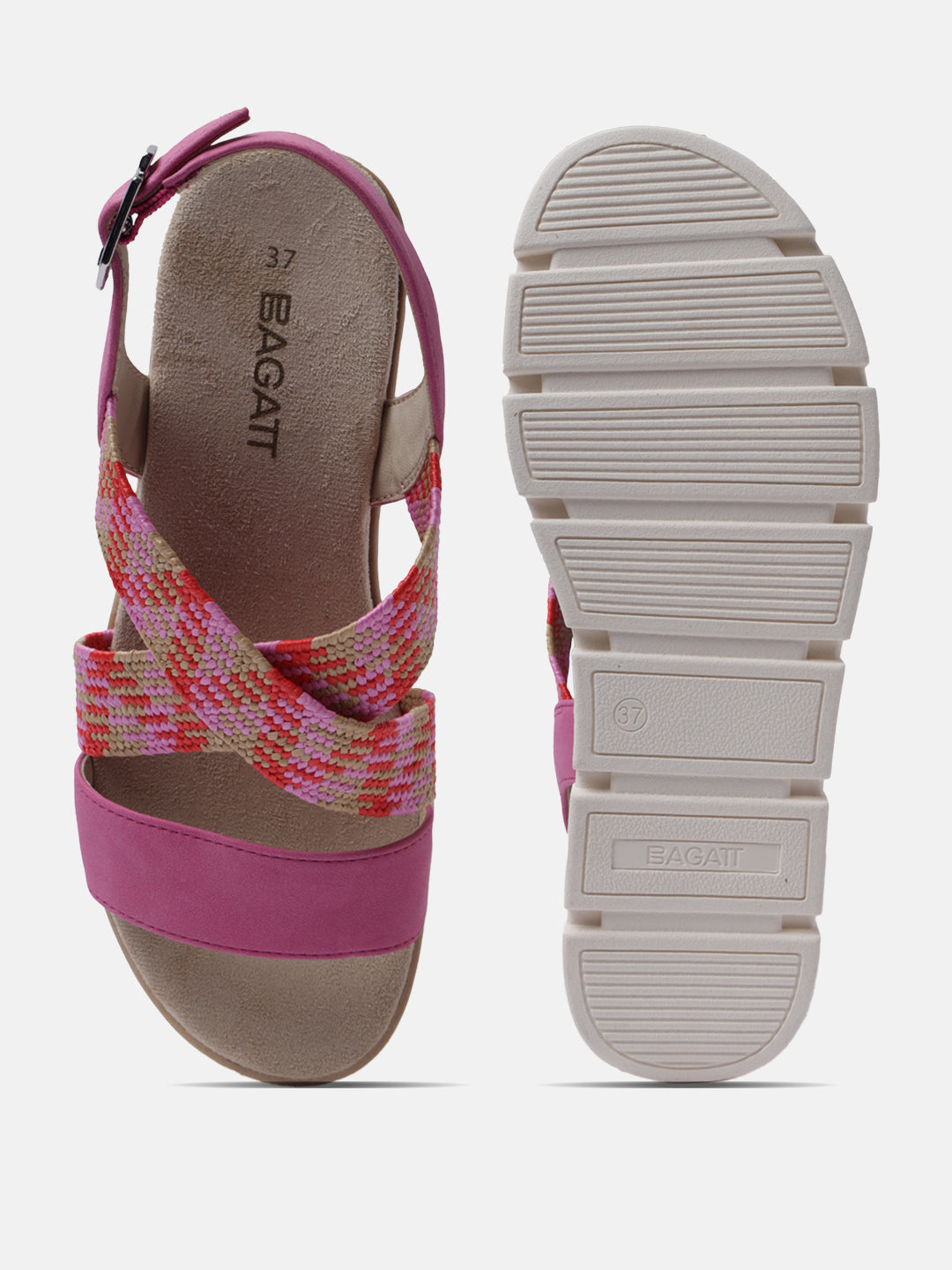 BAGATT Mariella Pink Back Strap Flatform sandals