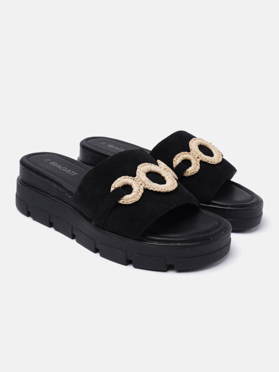 BAGATT Mariella Black Flatform Sandals