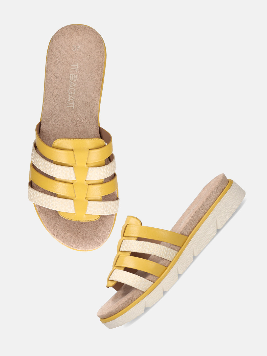 TT.BAGATT Kiko Yellow Premium Leather Mules Flatform Sandal
