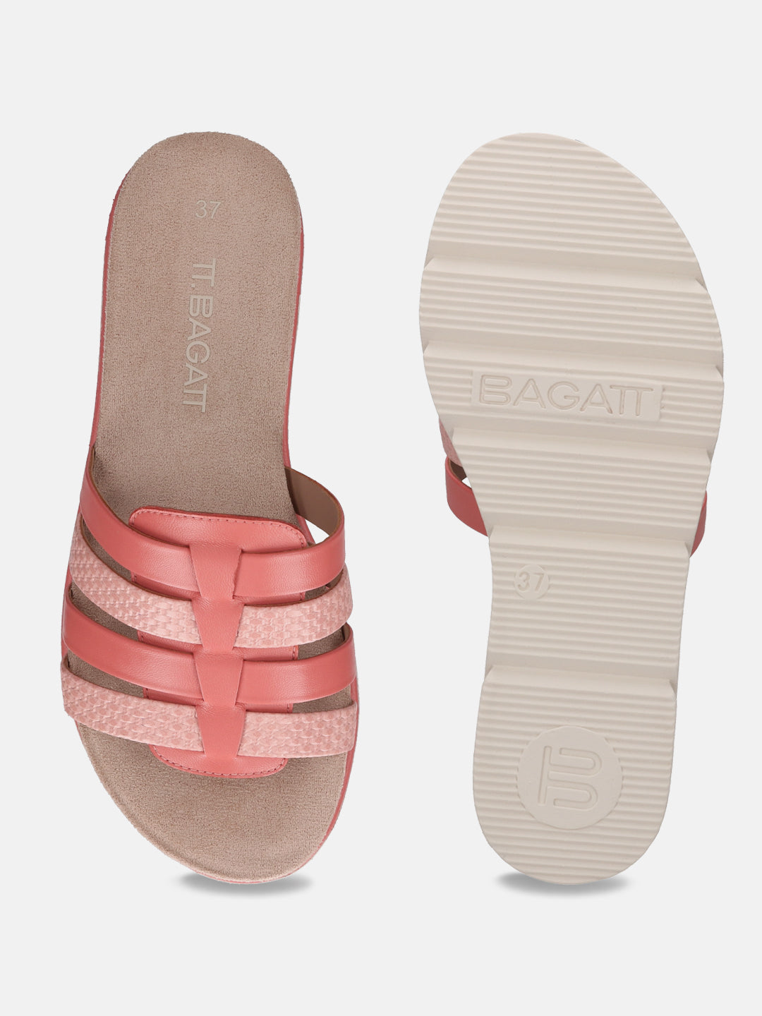 TT.BAGATT Kiko Pink Premium Leather Mules Flatform Sandal