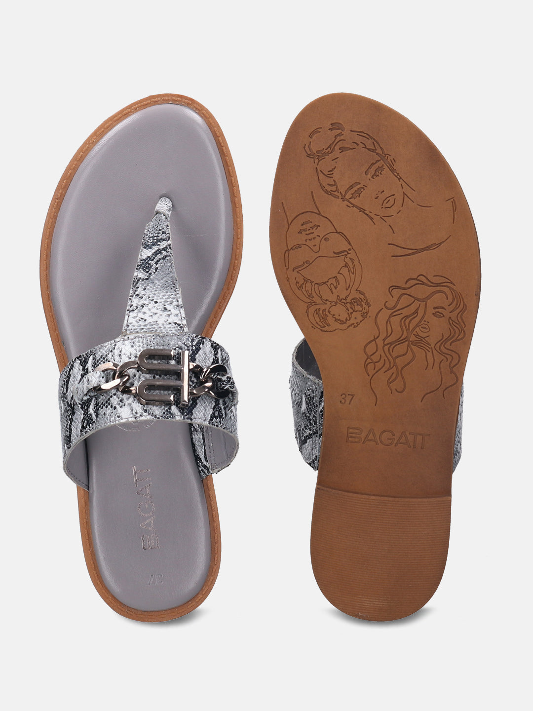 BAGATT Goldy Grey Premium Leather Thongs