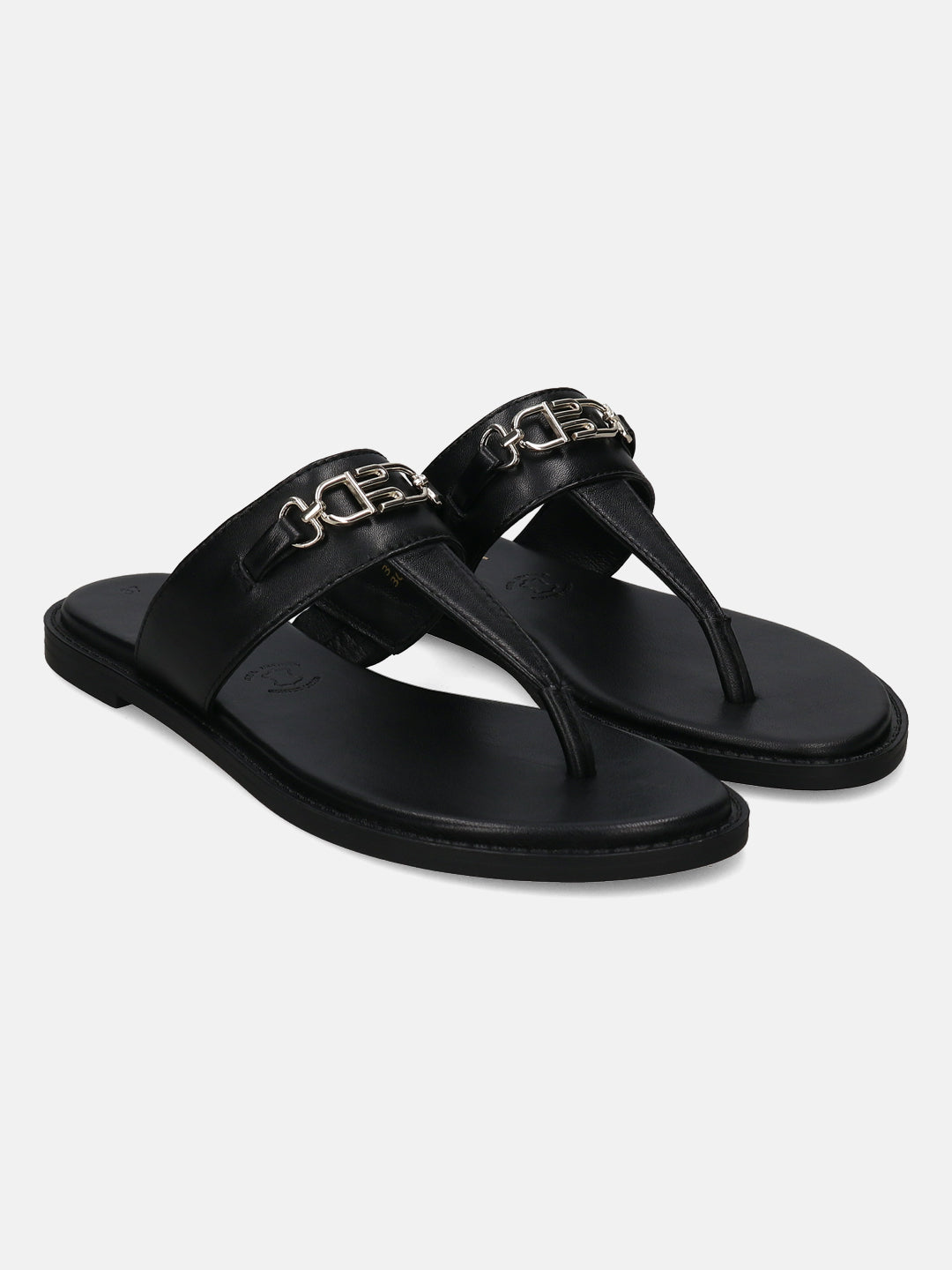 Goldy Black Thongs Sandals