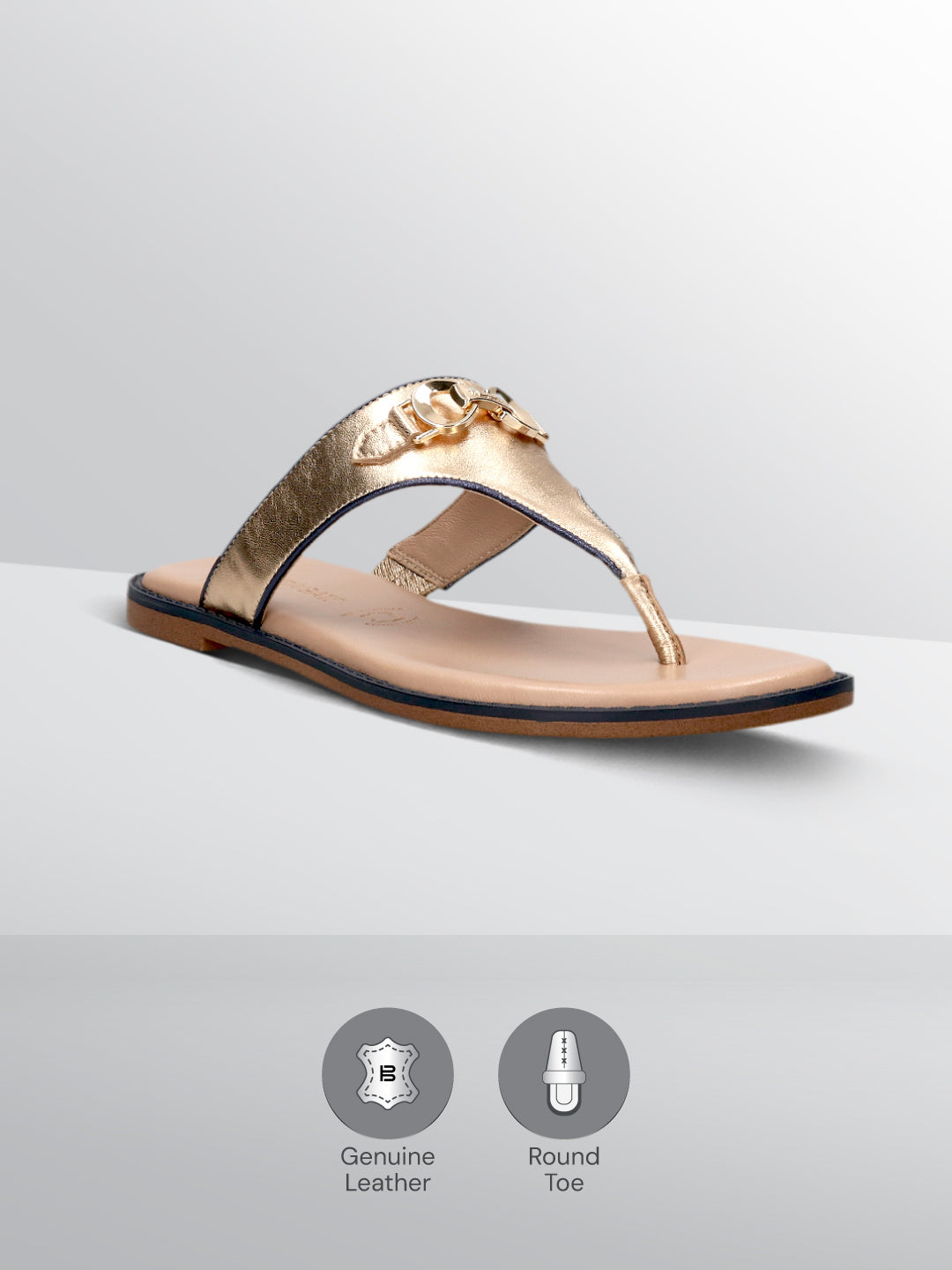 TT.BAGATT Goldy Gold Premium Leather Thongs