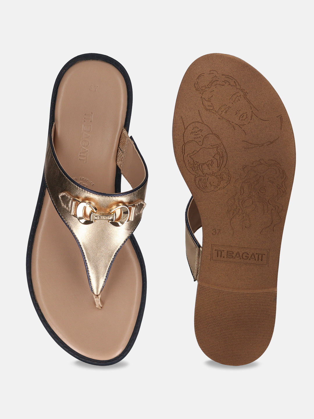 TT.BAGATT Goldy Gold Premium Leather Thongs