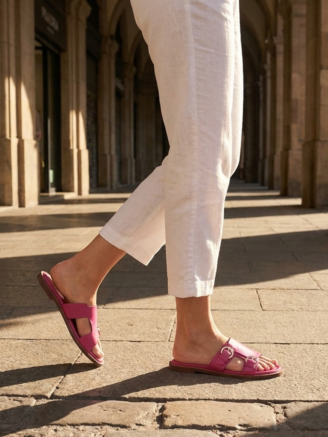 BAGATT Goldy Pink Premium Leather Flat sandals