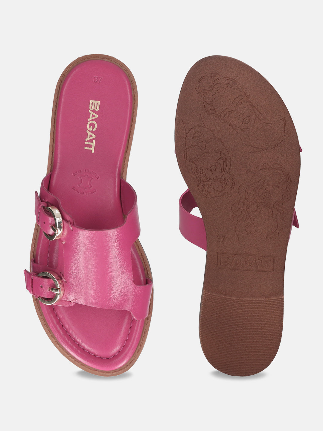 BAGATT Goldy Pink Premium Leather Flat sandals