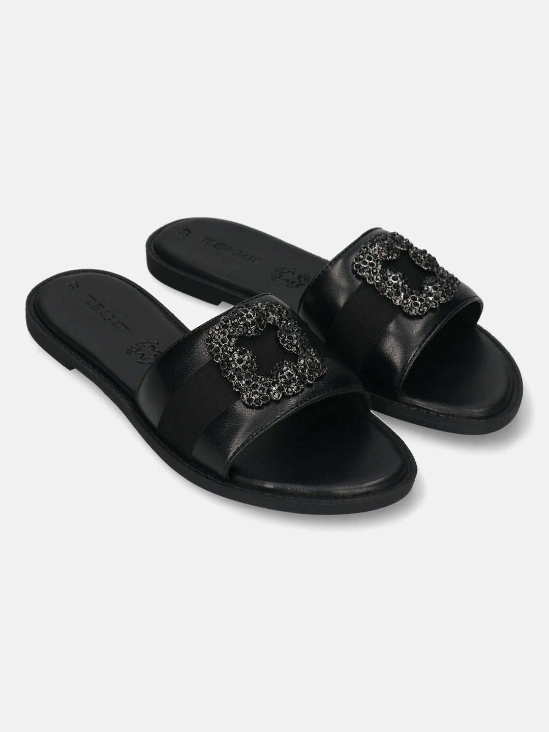 TT.BAGATT Goldy Black Premium Leather Flat Sandals