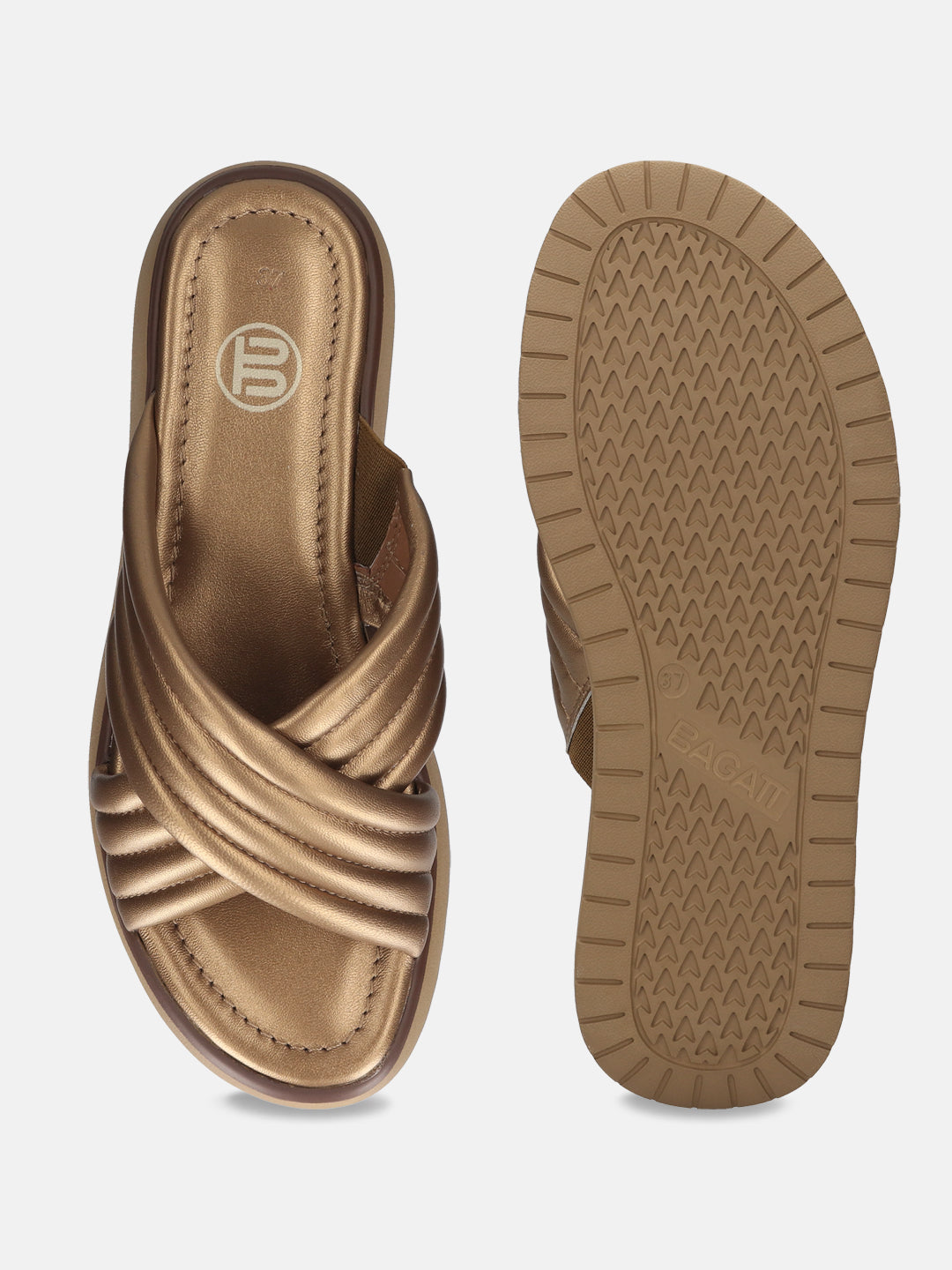 BAGATT Kya Metallics Premium Leather Flatform sandals