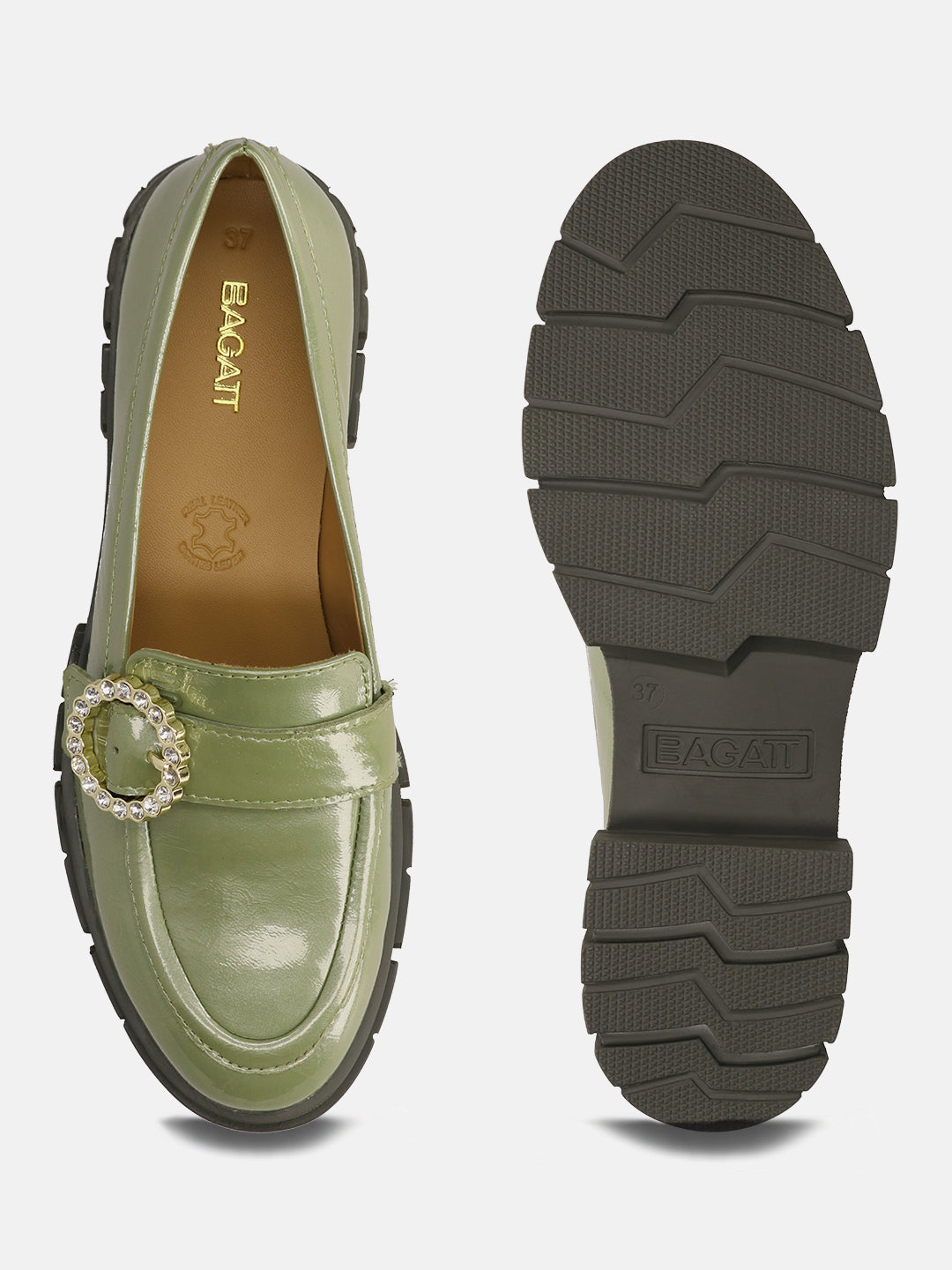 BAGATT Premium Leather Light Green Loafers