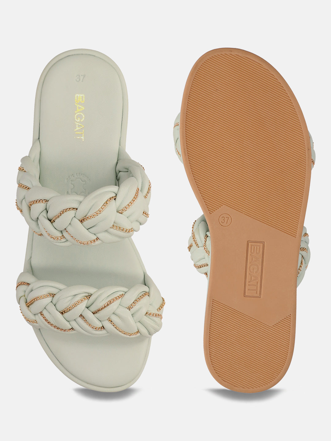 BAGATT Ravenna Light Blue Premium Leather Flatform Sandals