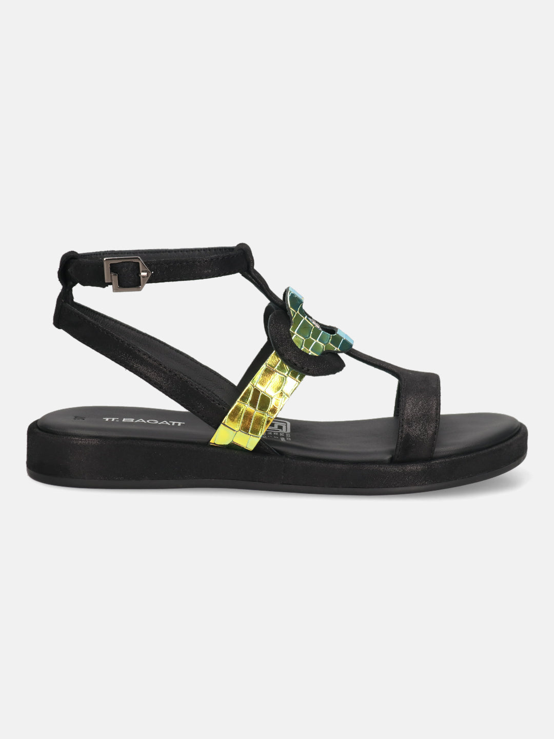 TT.BAGATT Ravenna Black Premium Leather Ankle Strap Sandals