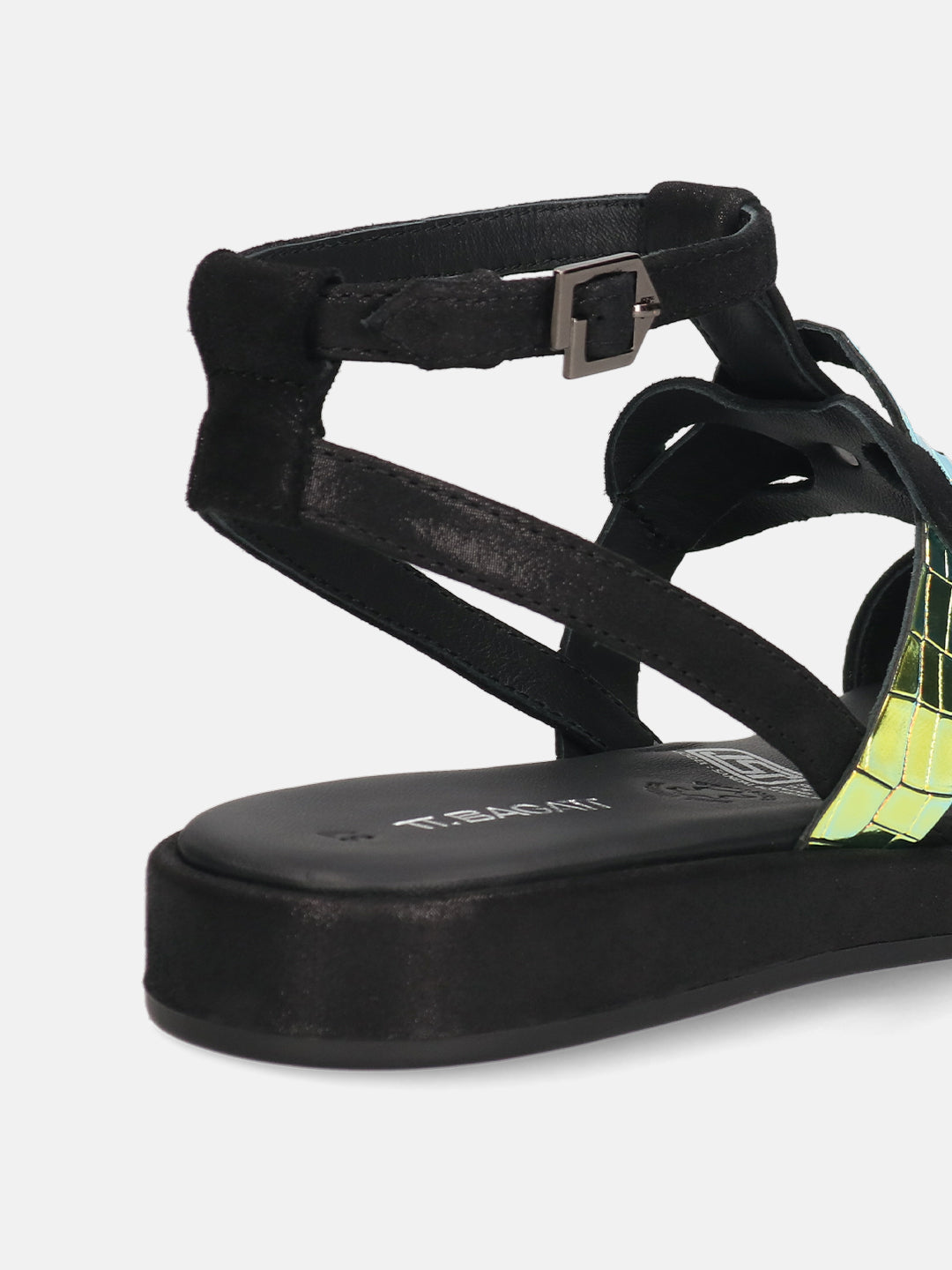 TT.BAGATT Ravenna Black Premium Leather Ankle Strap Sandals