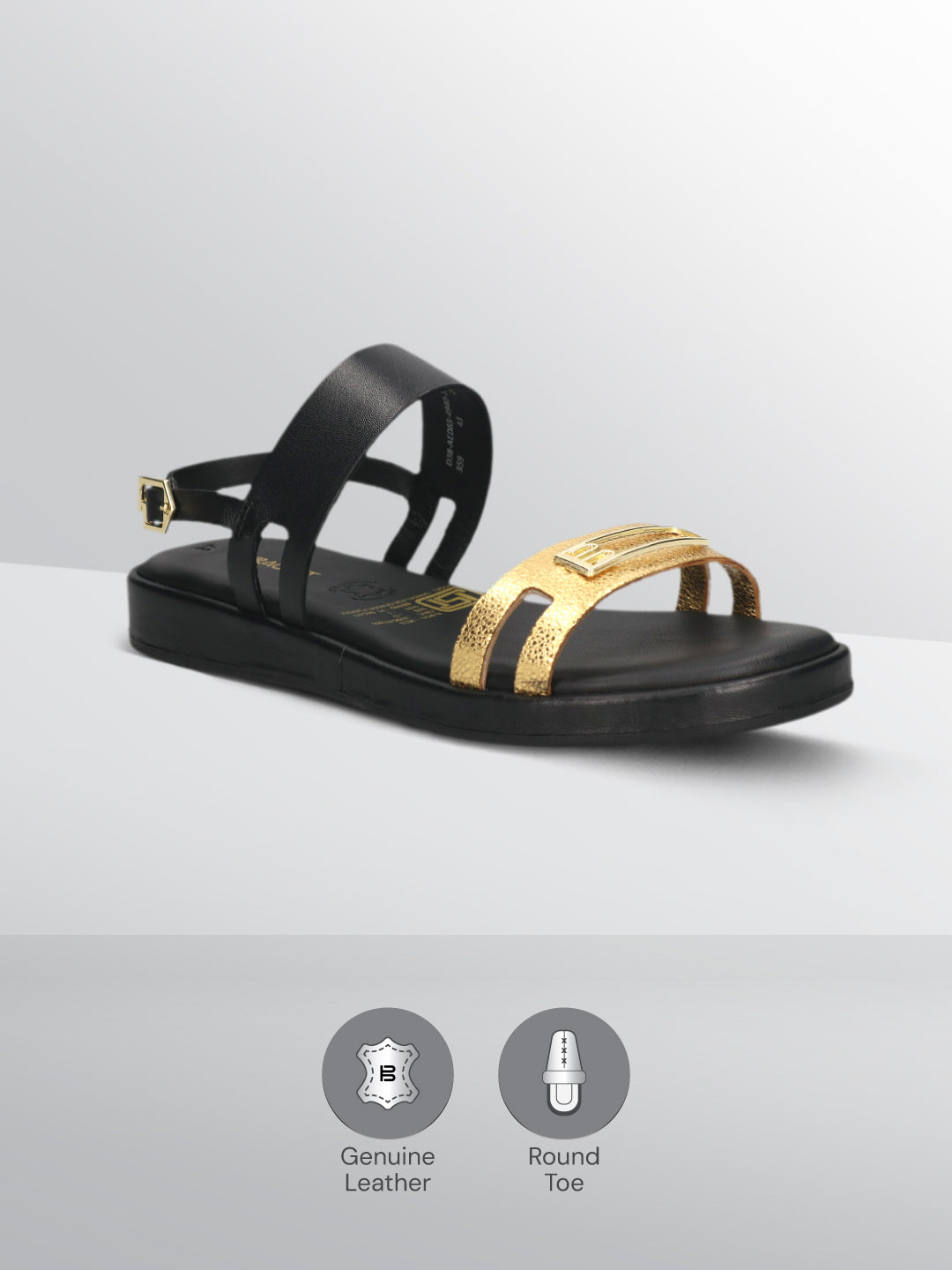 TT.BAGATT Ravenna Black Premium Leather Slingback Sandals