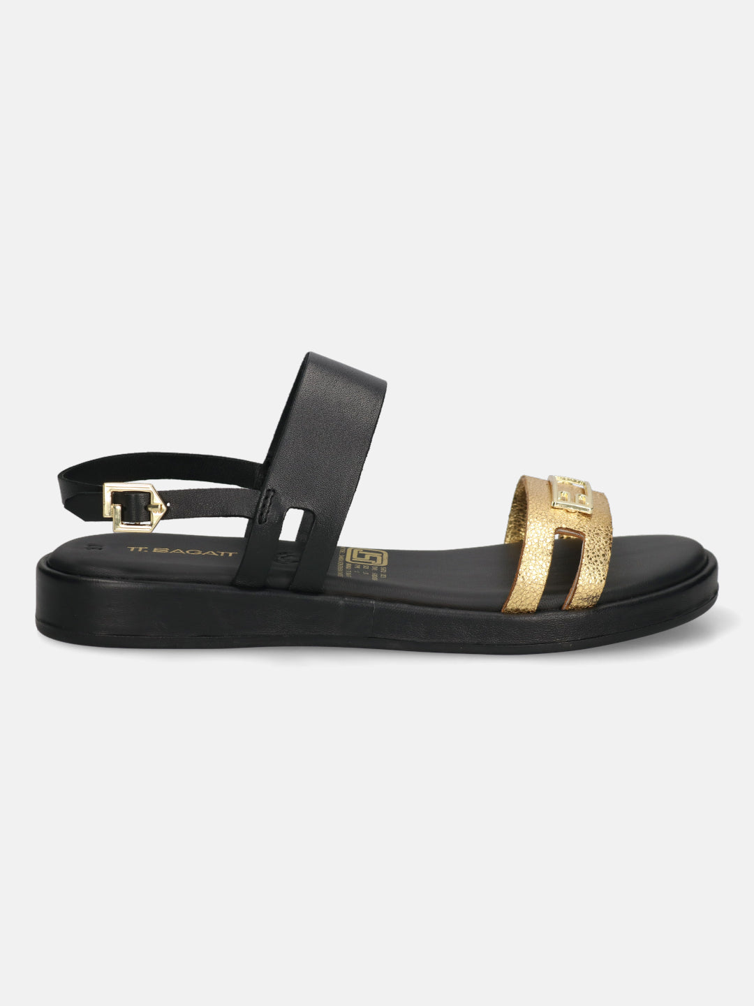 TT.BAGATT Ravenna Black Premium Leather Slingback Sandals