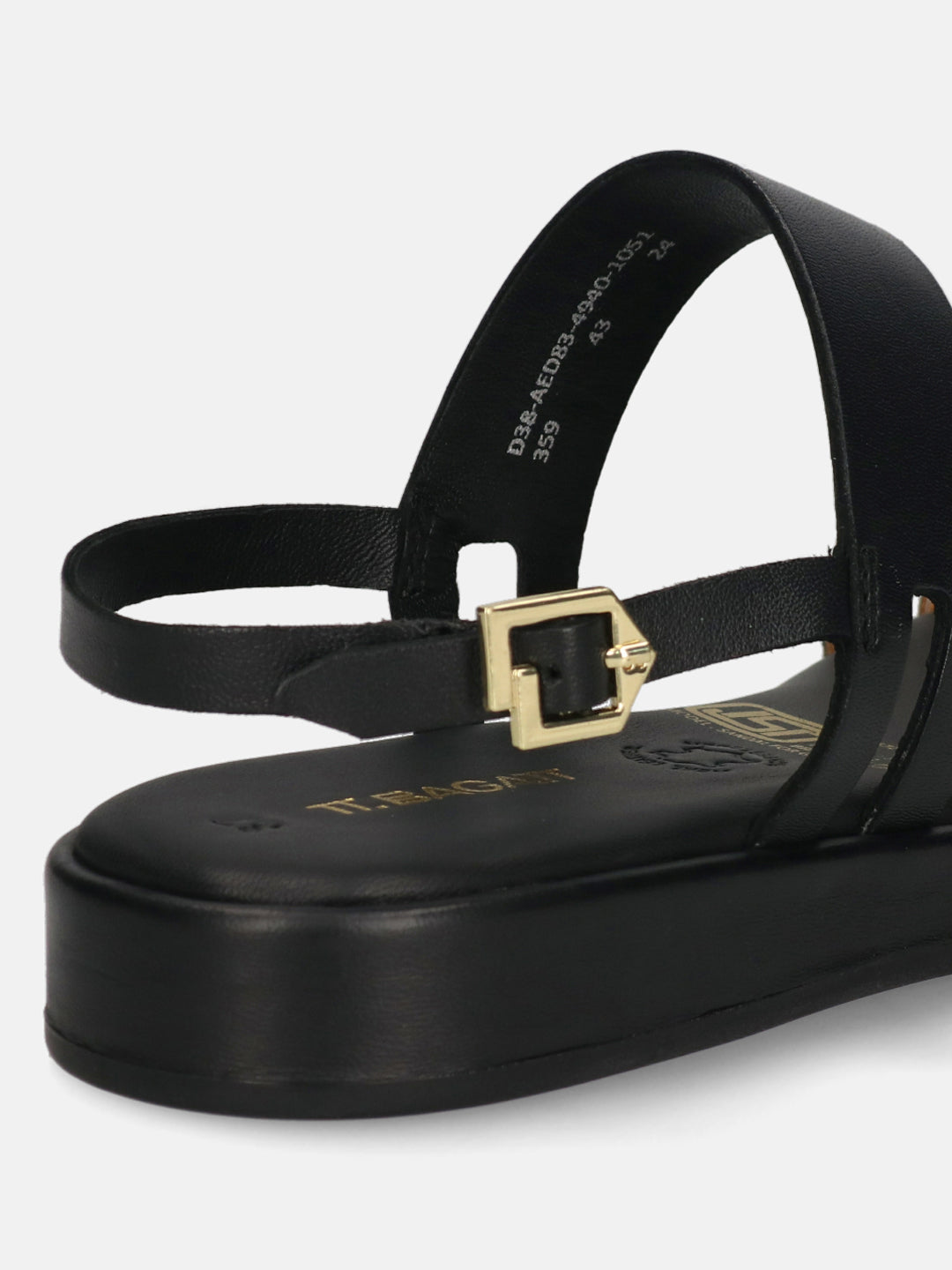 TT.BAGATT Ravenna Black Premium Leather Slingback Sandals