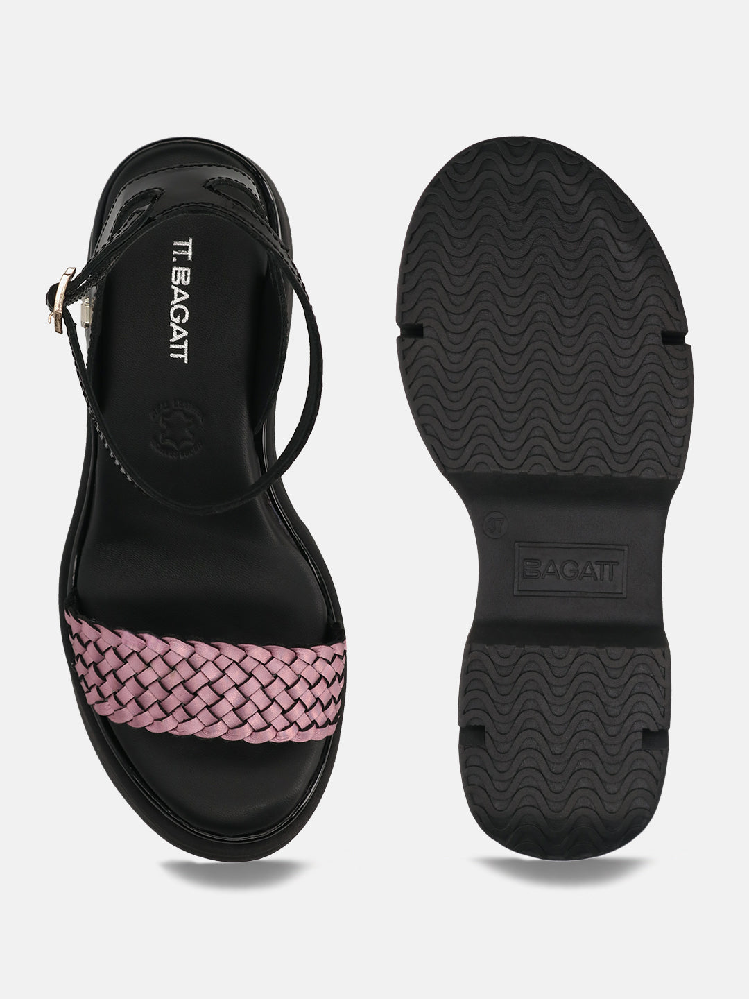 TT.BAGATT Trish Black Premium Leather Ankle Strap Heels