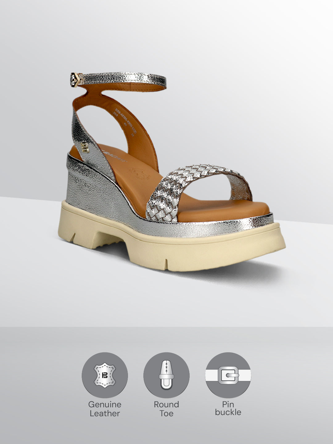 TT.BAGATT Trish Silver Premium Leather Ankle Strap Heels
