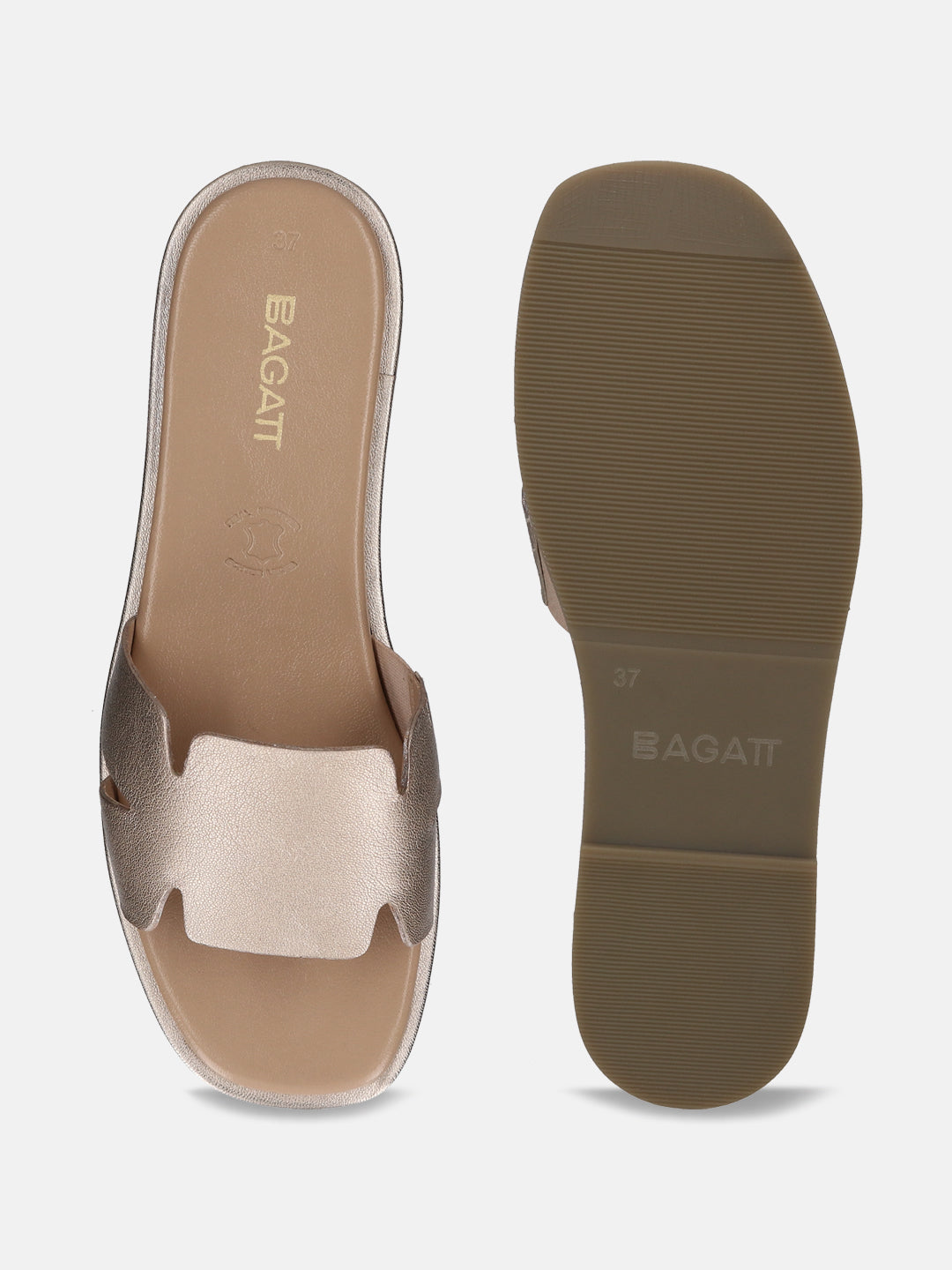 BAGATT Flower Gold Premium Leather Mules