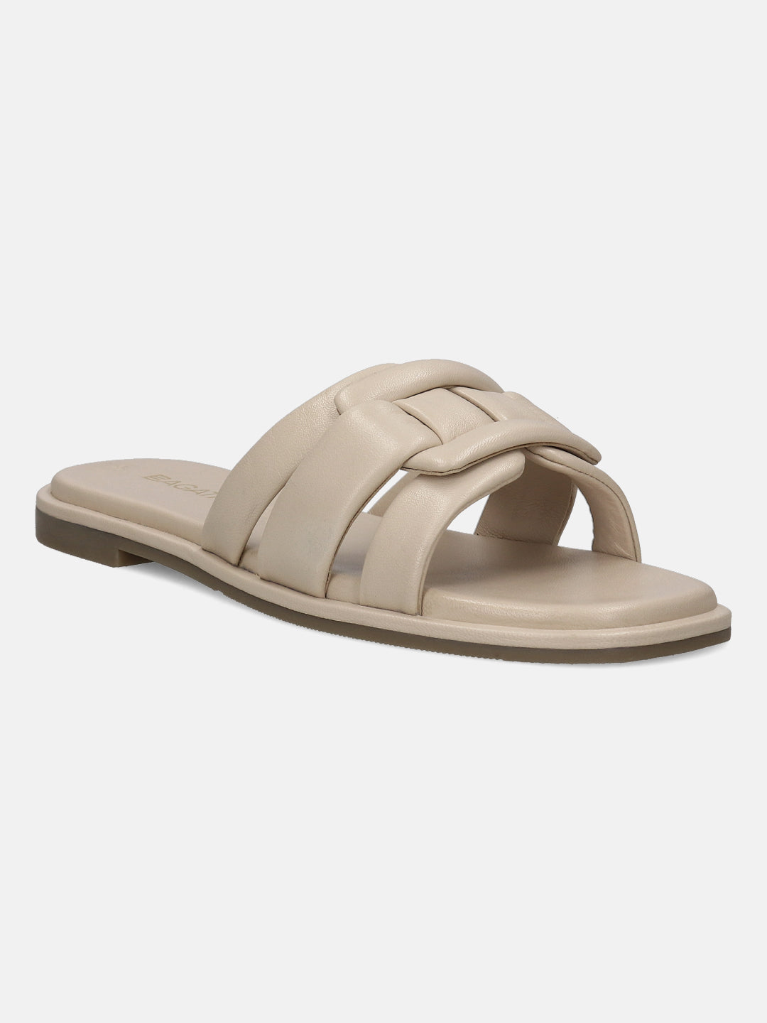 BAGATT Flower Beige Premium Leather Mules