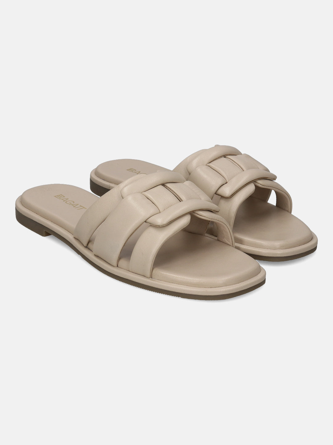 BAGATT Flower Beige Premium Leather Mules