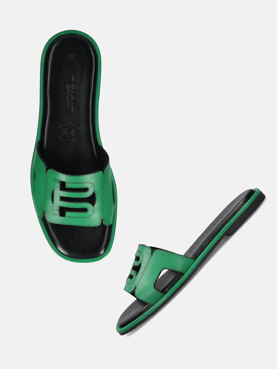 TT.BAGATT Flower Green Premium Leather Mules