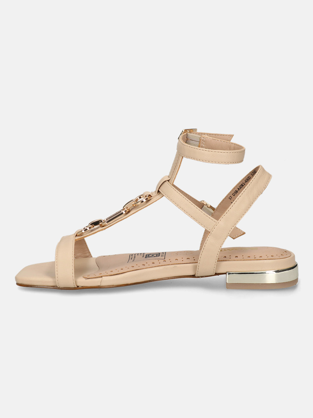 BAGATT Glaze Beige Premium Leather Ankle strap Flat sandals