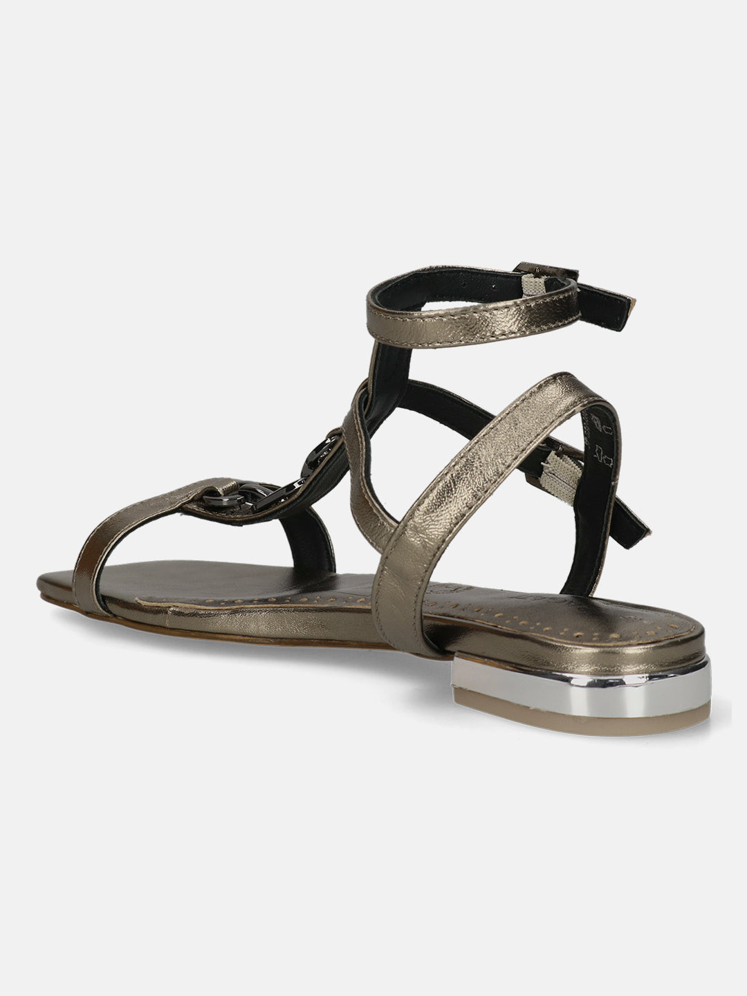 BAGATT Glaze Metallics Premium Leather Ankle strap Flat sandals