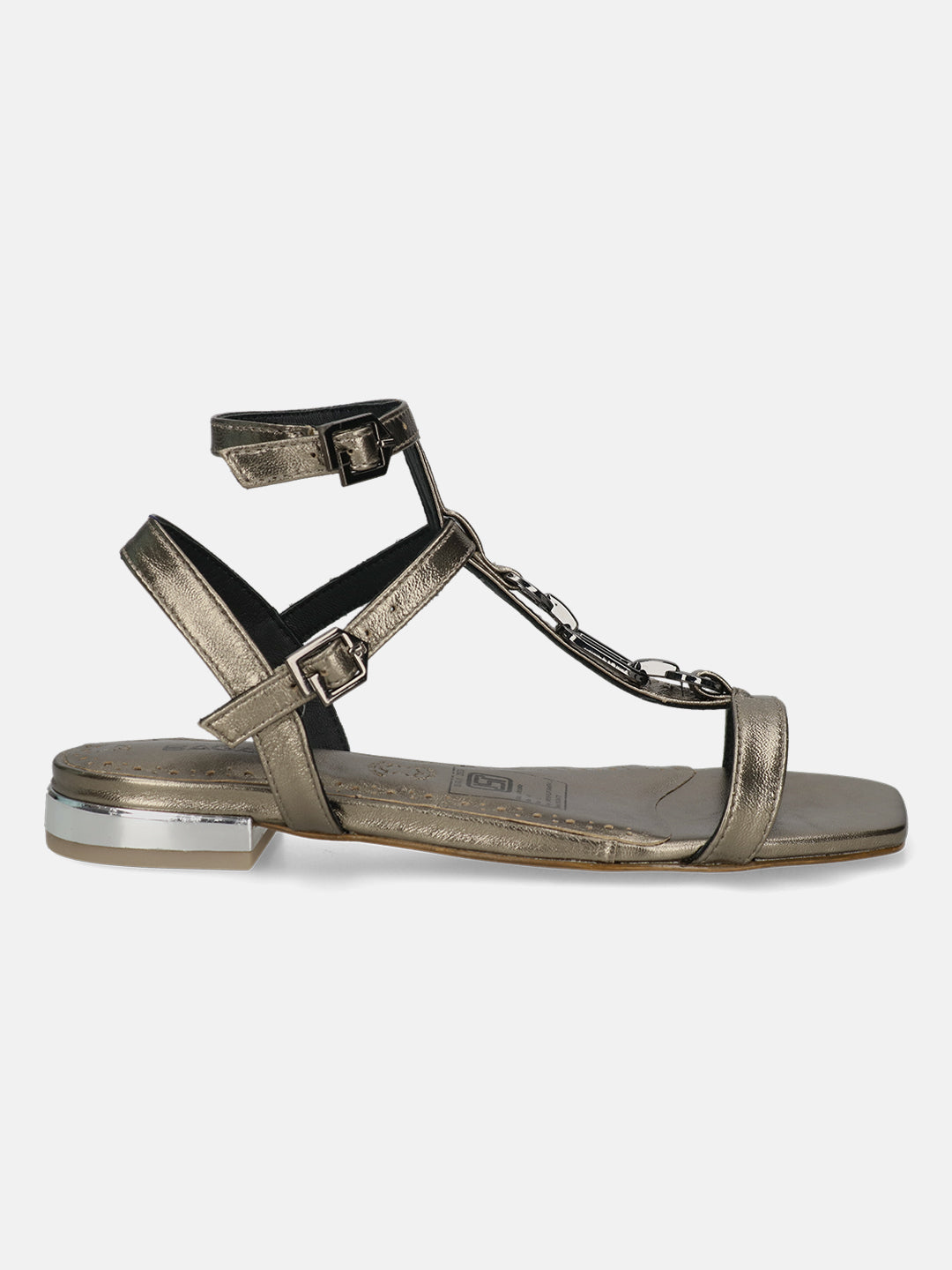 BAGATT Glaze Metallics Premium Leather Ankle strap Flat sandals