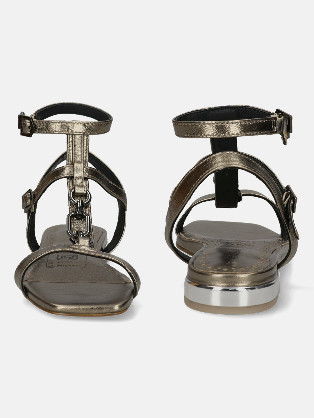 BAGATT Glaze Metallics Premium Leather Ankle strap Flat sandals