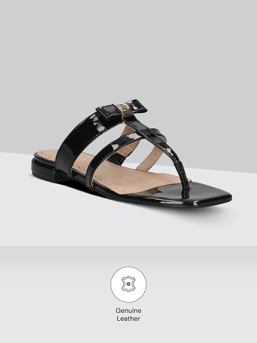TT.BAGATT Glaze black Premium Leather Flat Sandals
