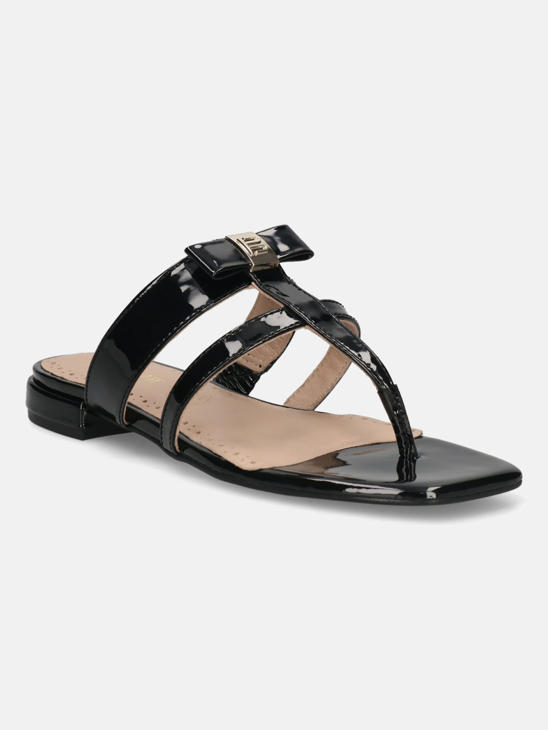 TT.BAGATT Glaze black Premium Leather Flat Sandals