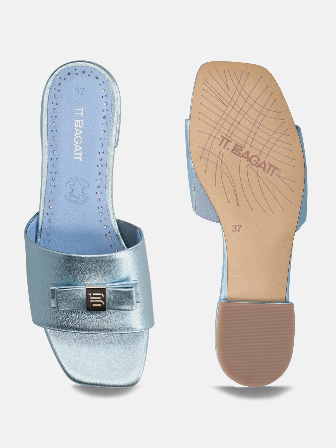 TT.BAGATT Glaze Light Blue Premium Leather Mules