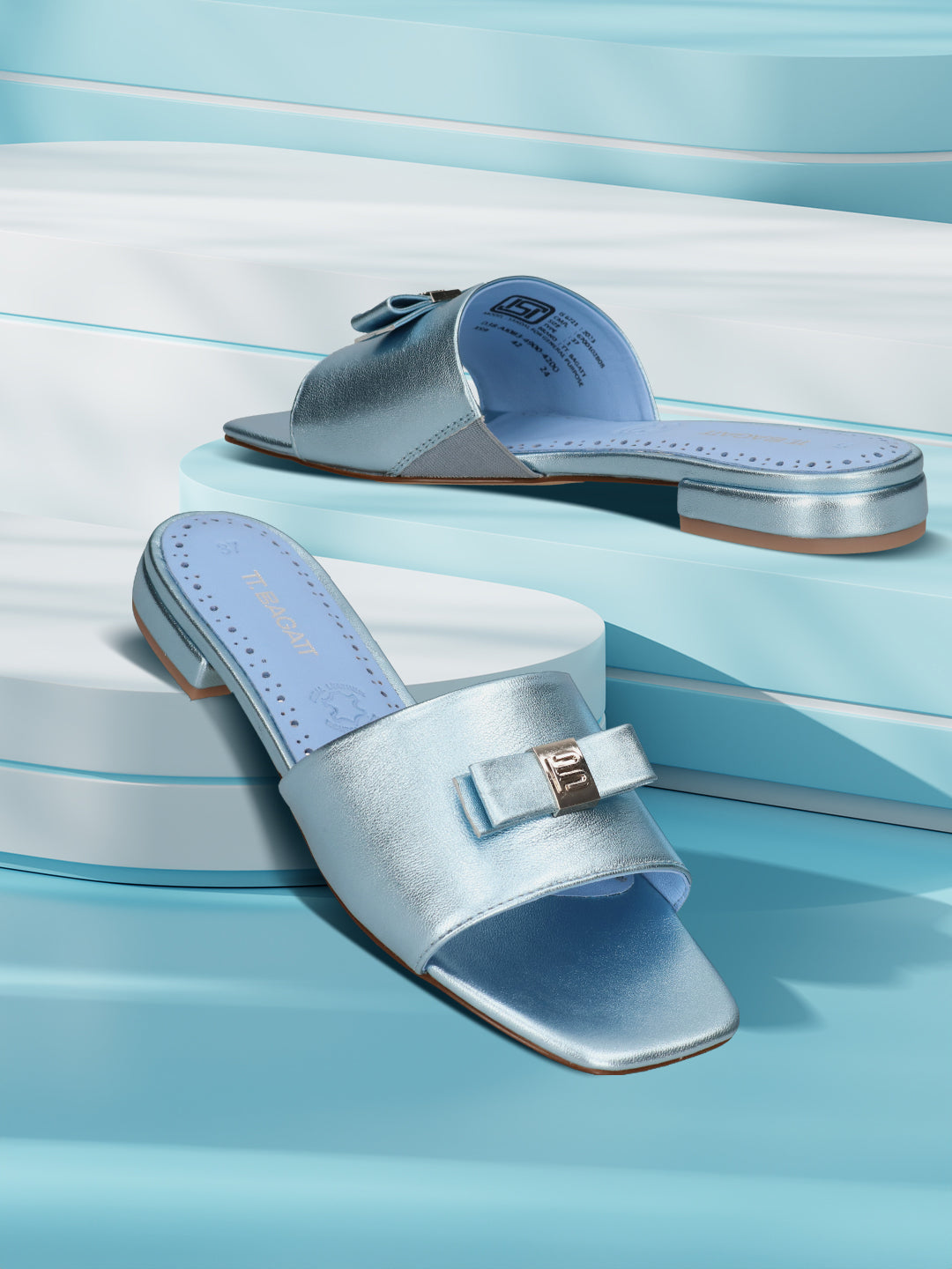 Glaze Light Blue Premium Leather Mules