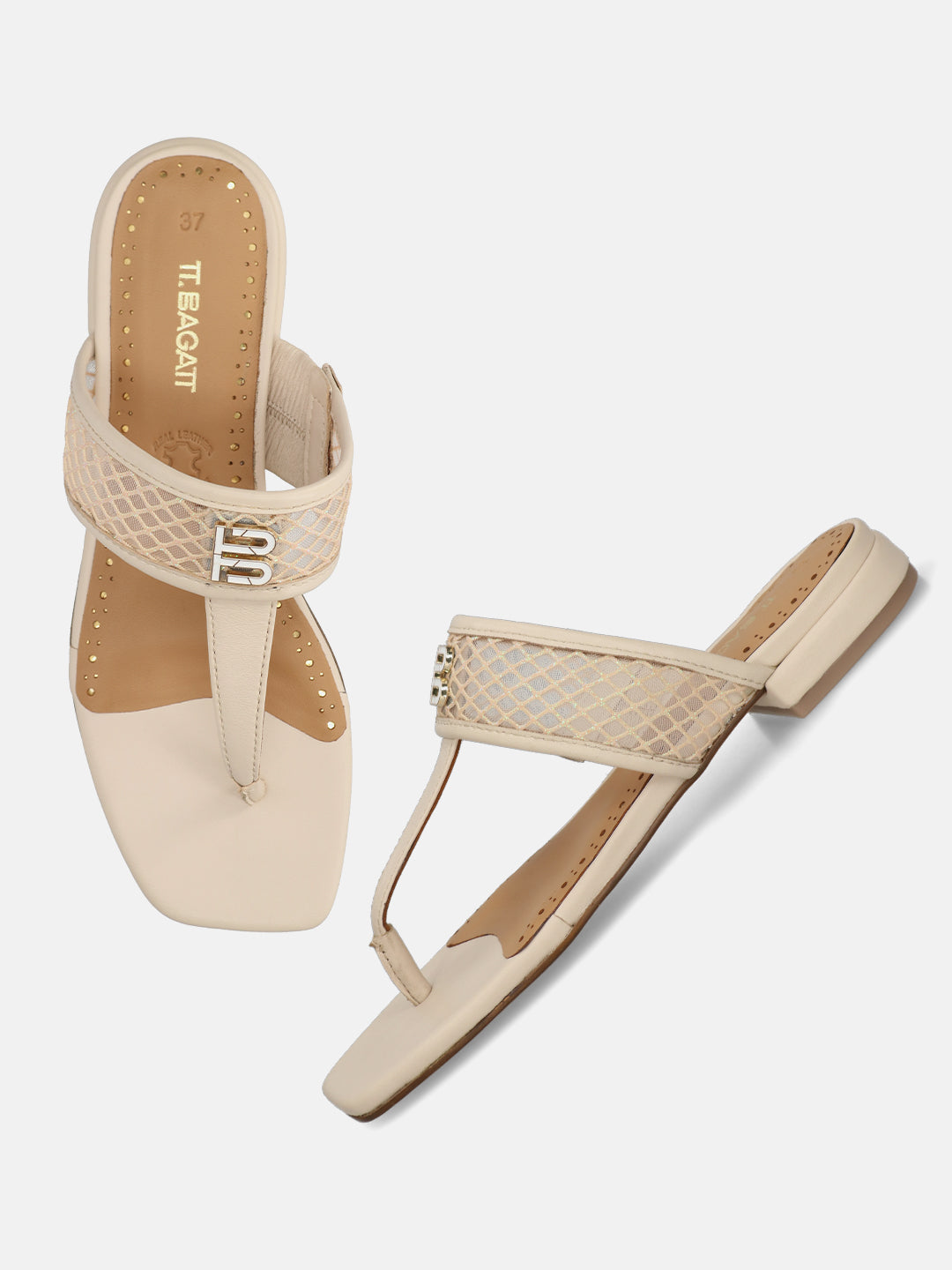 TT.BAGATT Glaze beige Premium Leather Flat Sandals