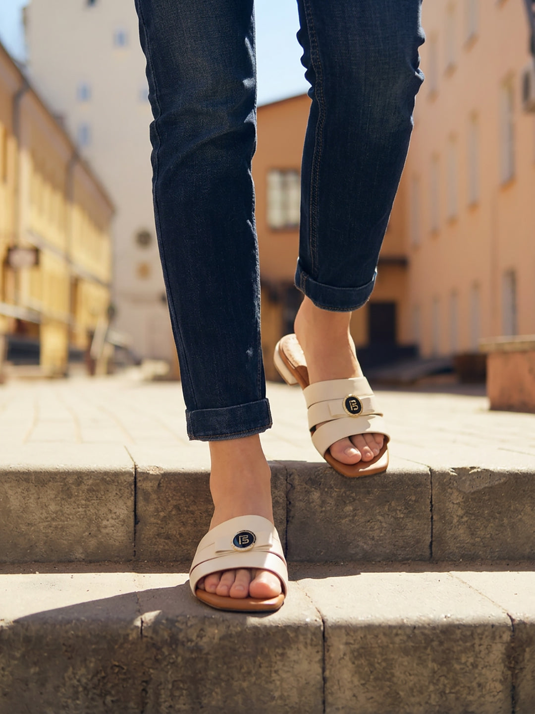 TT.BAGATT Glaze Off-White Premium Leather Mules Flat Sandal