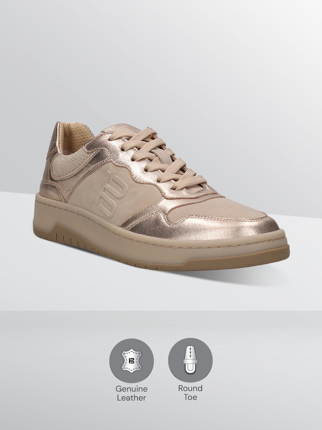 BAGATT Sting Gold Premium Leather Mid Top Sneakers