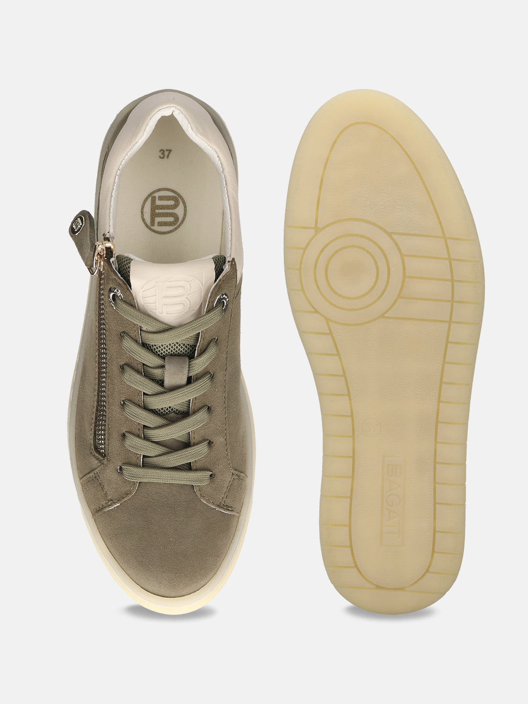 BAGATT Suede Leather Green Mid Top Sneakers