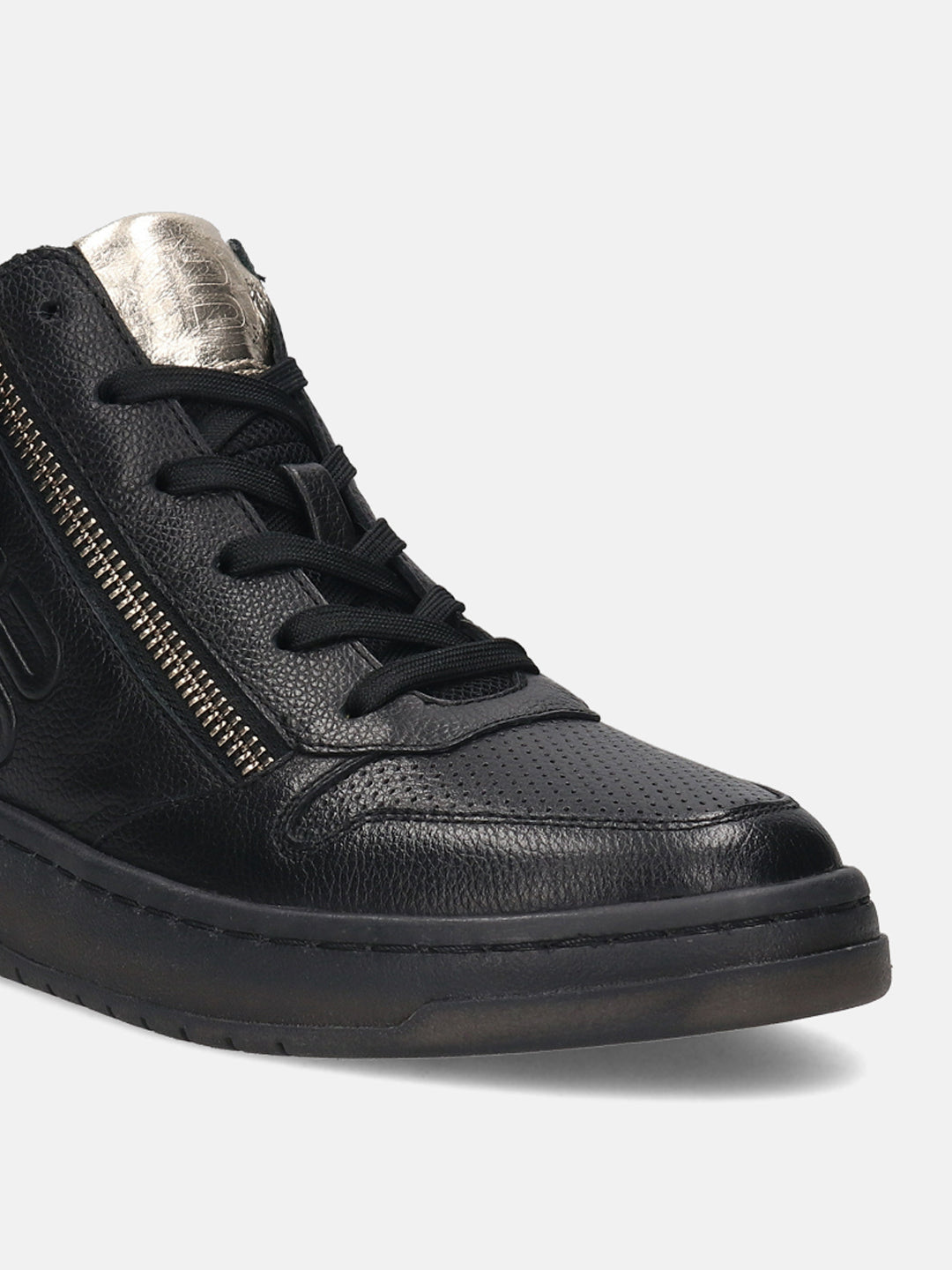 BAGATT Sting Black Premium Leather High Top Sneakers
