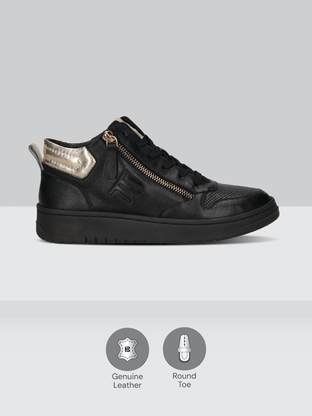 BAGATT Sting Black Premium Leather High Top Sneakers