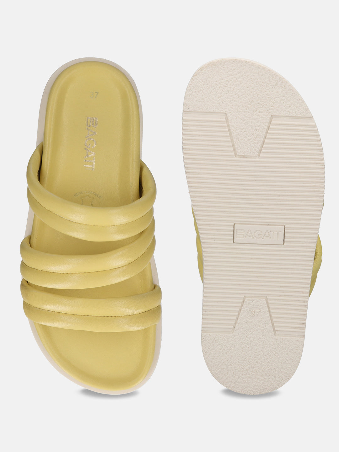 BAGATT  Chandra Yellow Premium Leather Flatform sandals