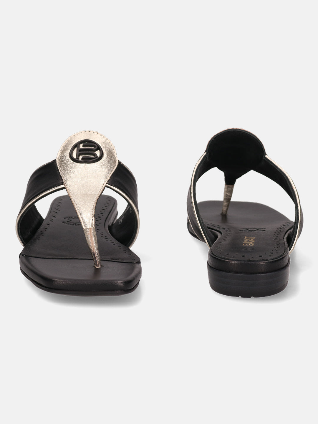 BAGATT Mala Black Premium Leather Thongs Flat sandals