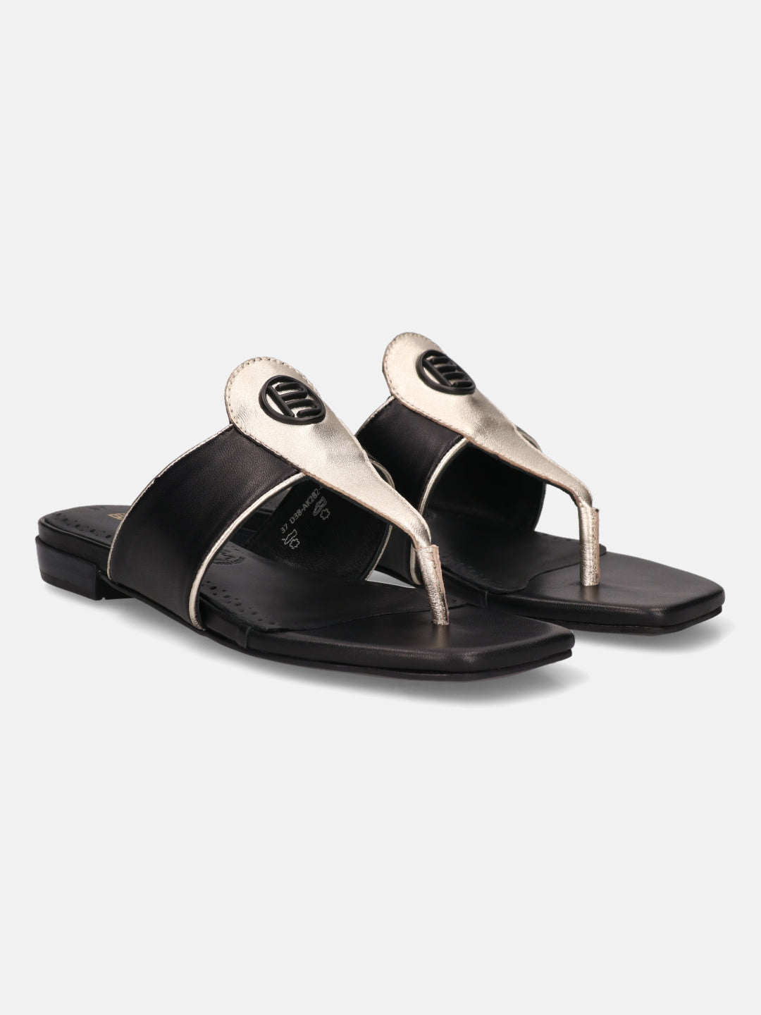 BAGATT Mala Black Premium Leather Thongs Flat sandals