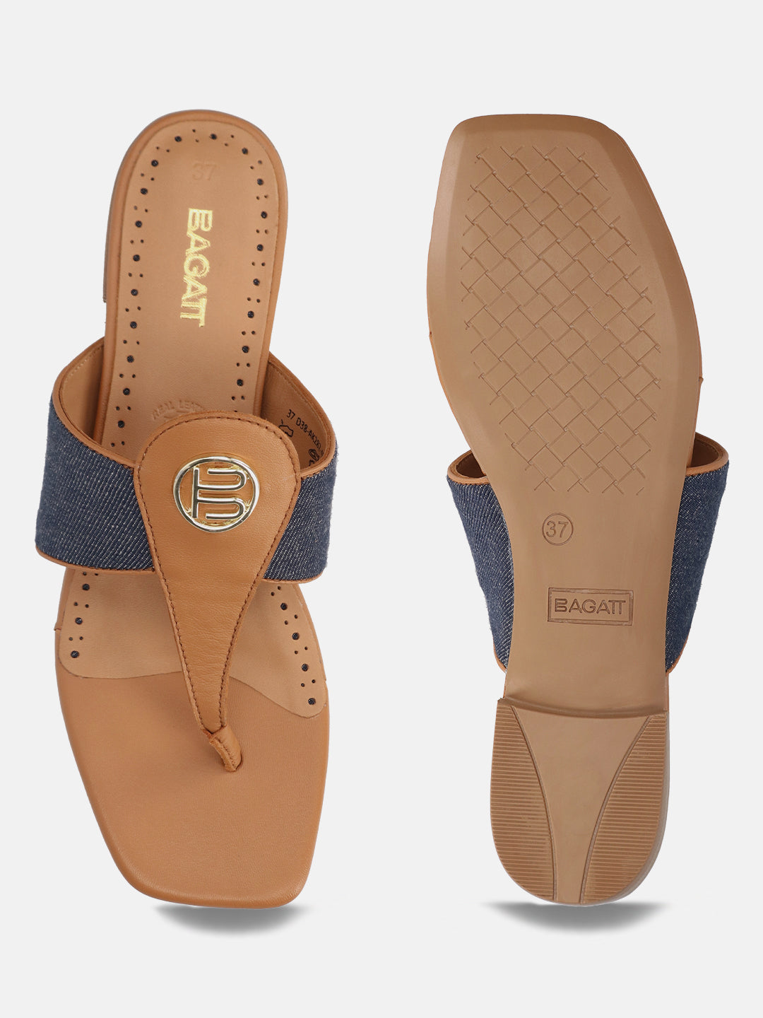 BAGATT Mala Cognac Premium Leather Thongs Flat sandals