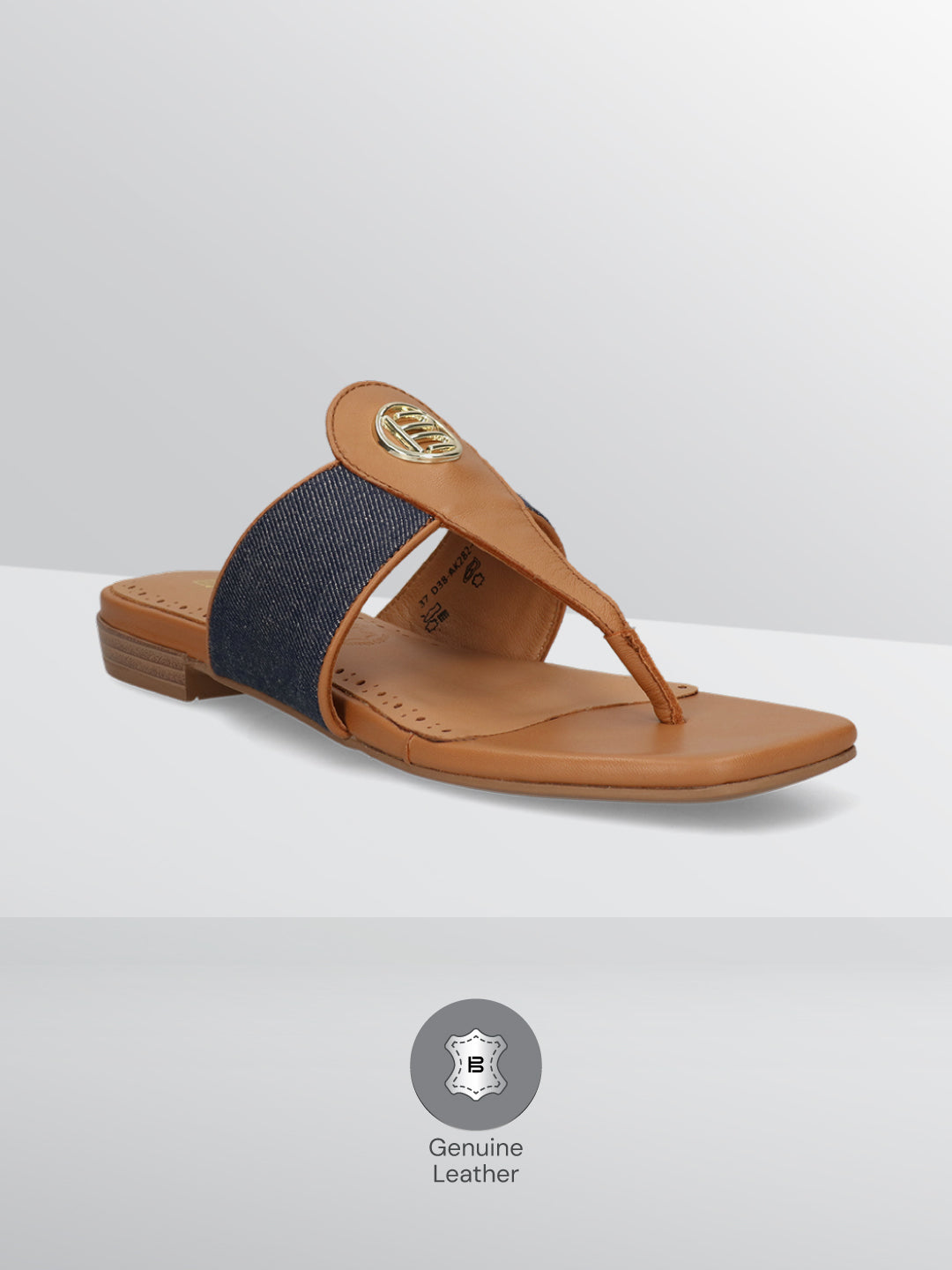 BAGATT Mala Cognac Premium Leather Thongs Flat sandals