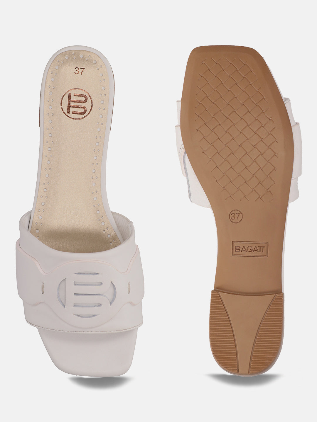 BAGATT  Mala White Premium Leather Flat sandals