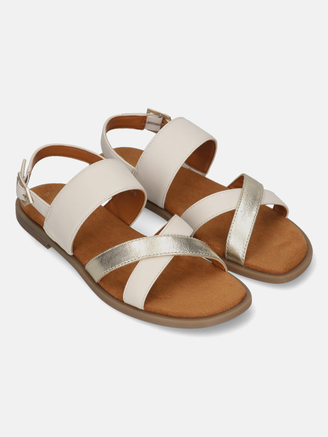 TT.BAGATT Yasha White Premium Leather Flat Sandals