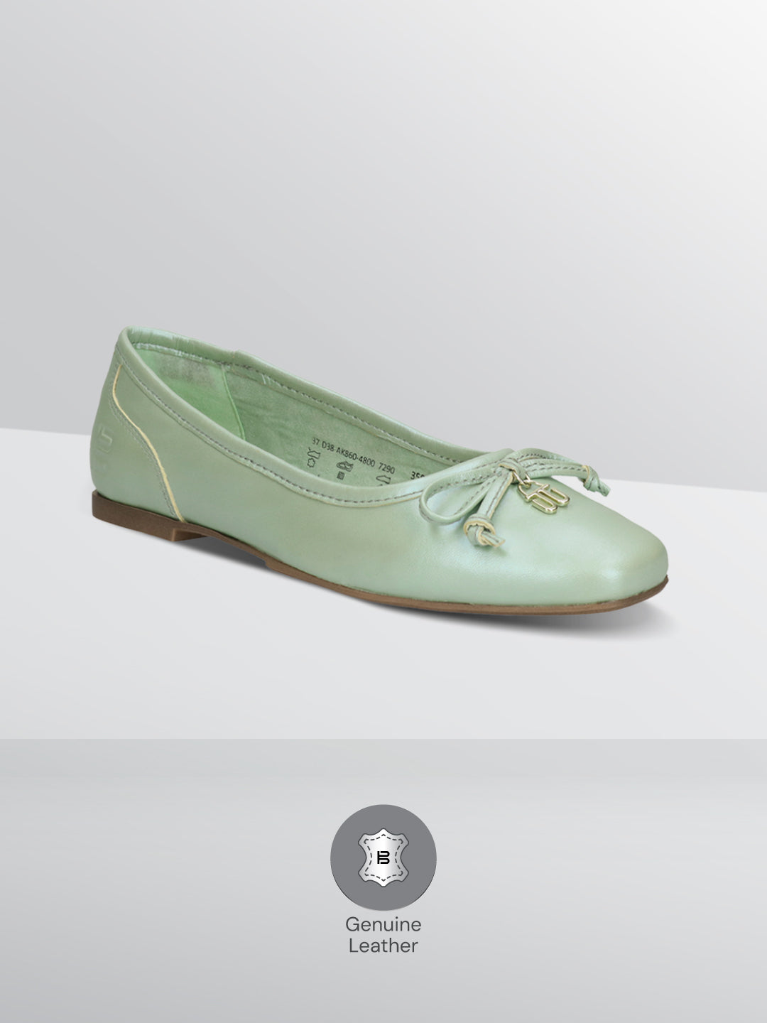 BAGATT Amalia Light Green Premium Leather Slip-Ons