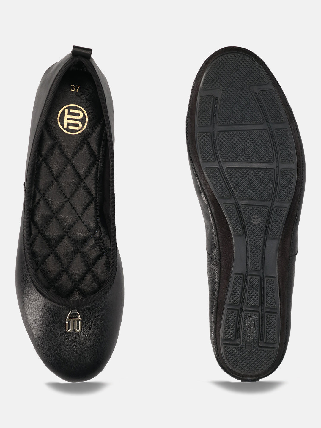 BAGATT Mea Black Premium Leather Slip-Ons