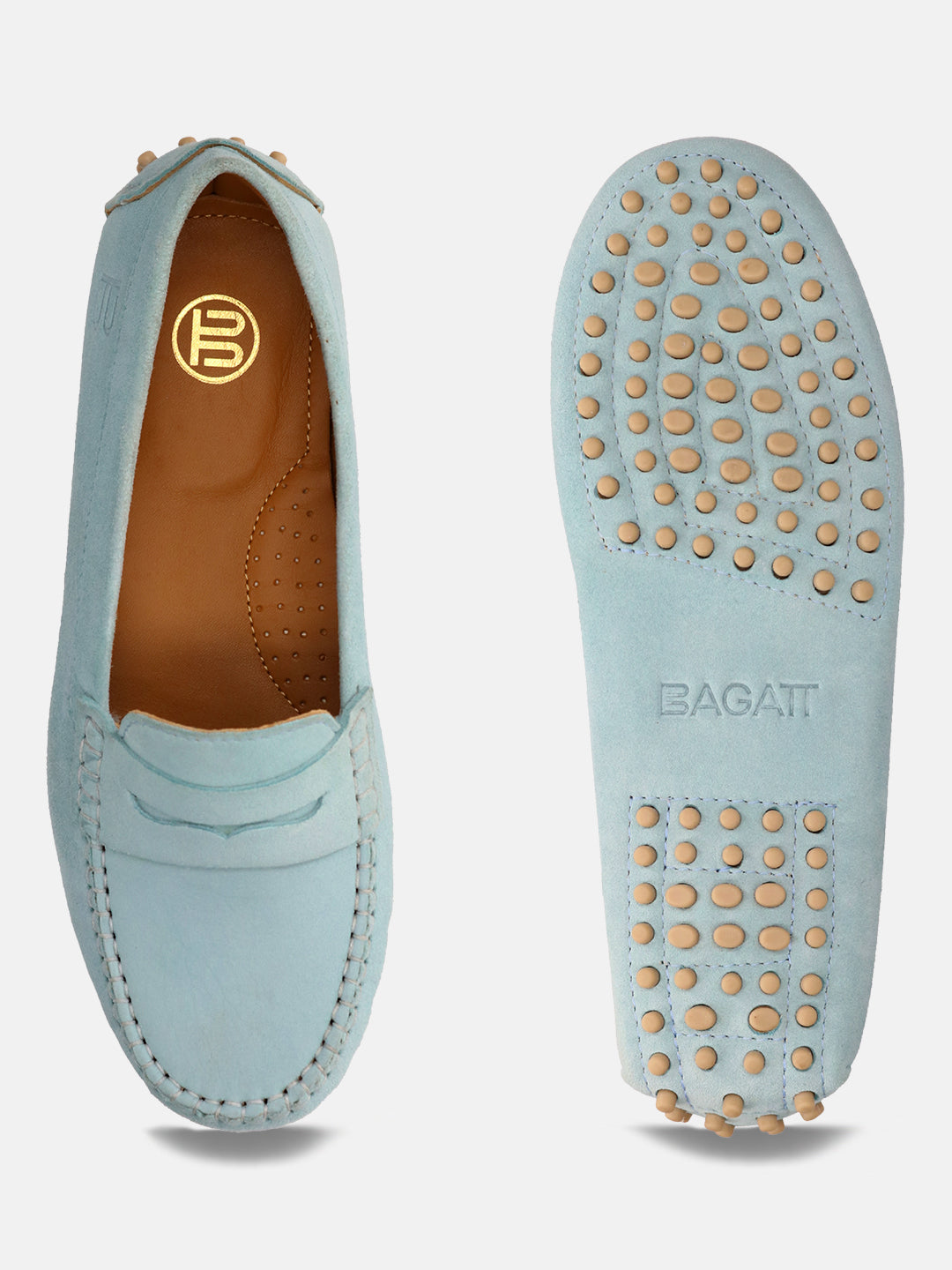 BAGATT Suede Leather Light Blue Drivers