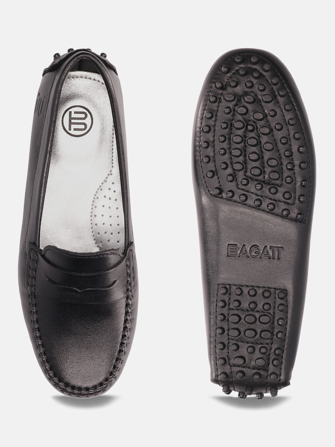 BAGATT Lilly Black Premium Leather Slip-Ons